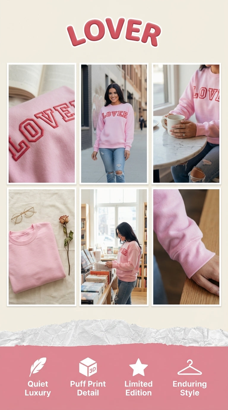 Lover Puff Print Pink Drop Shoulder Pullover From The Lover Collection Limited Edition