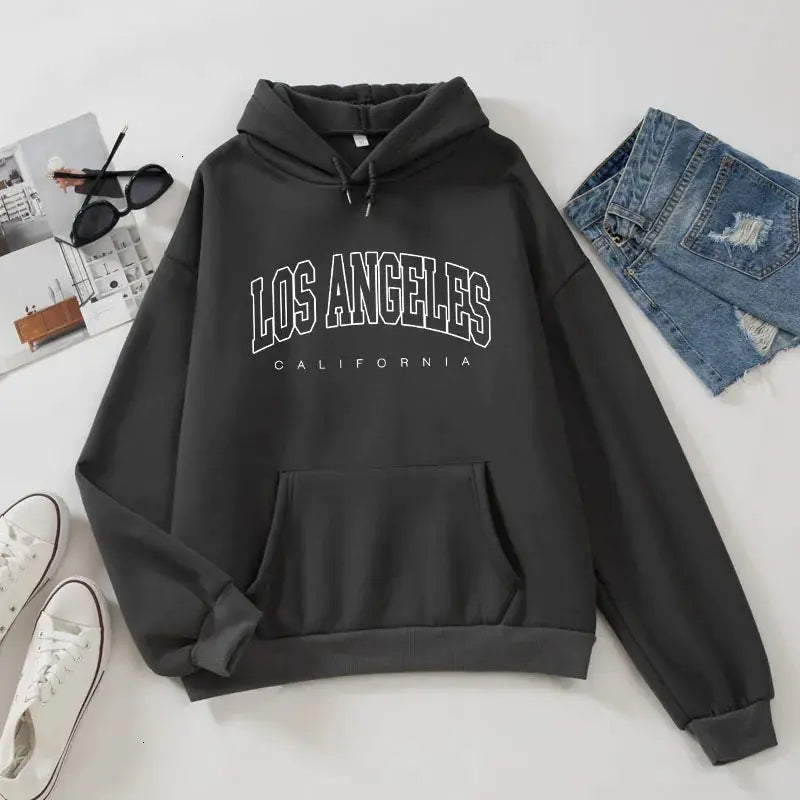 Los Angeles California Letter Print Womens Hoodie Pullover