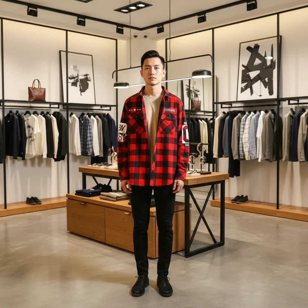 Slim Fit Casual Plaid Shirt for Men