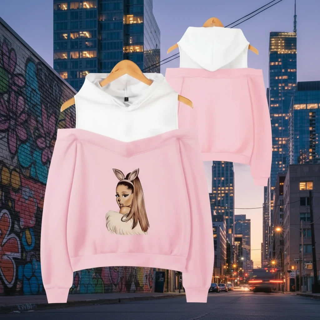 Ariana Grande Style Women's Off-Shoulder Hoodie