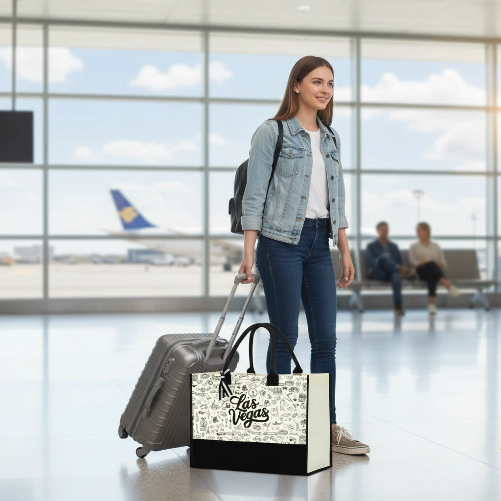 Las Vegas Gifts Canvas Tote Bag Las Vegas Souvenir Girls Trip Gifts Favors Las Vegas Weekender Bags for Women Bride Sister Las Vegas Lover Friends Reusable Beach Bag Shopping Bags Vacation Christmas