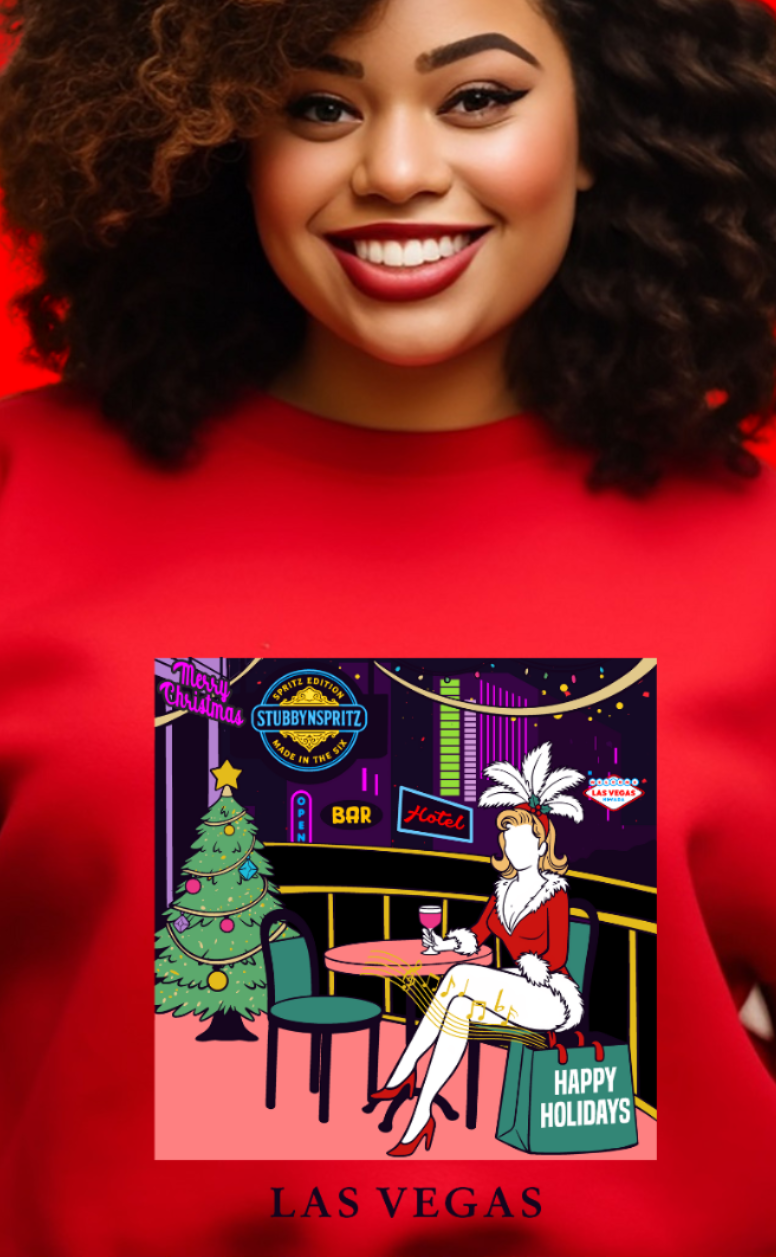 Las Vegas Showgirl Heavy Blend Crewneck Sweatshirt Retro Holiday Collection Limited Edition