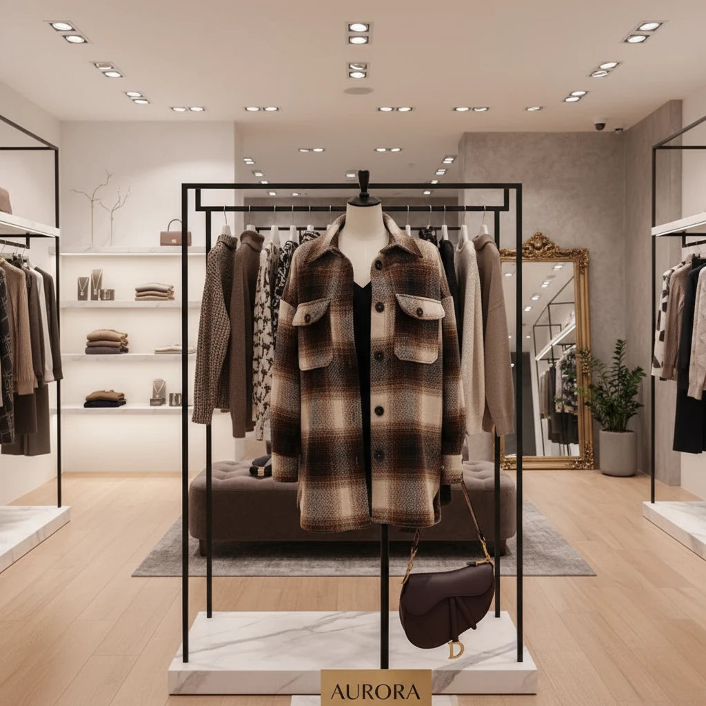 Slim Fit Plaid Shirt Jacket