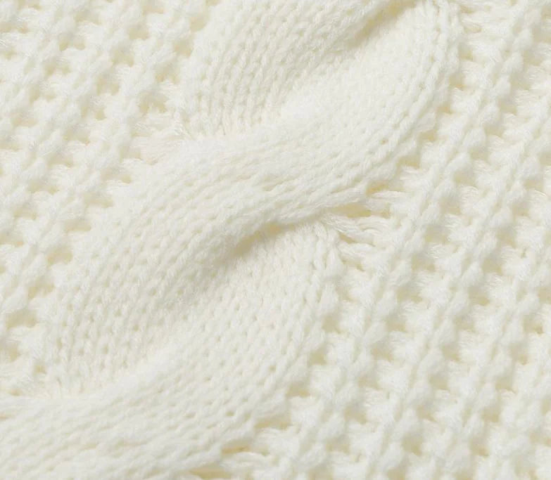 Fashionable Knit Sweater with Fringe - Women's High Neck