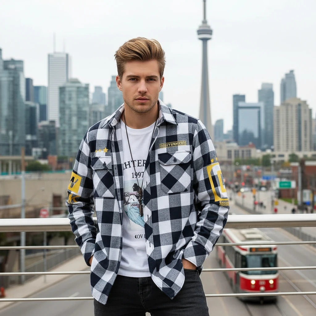 Slim Fit Casual Plaid Shirt for Men