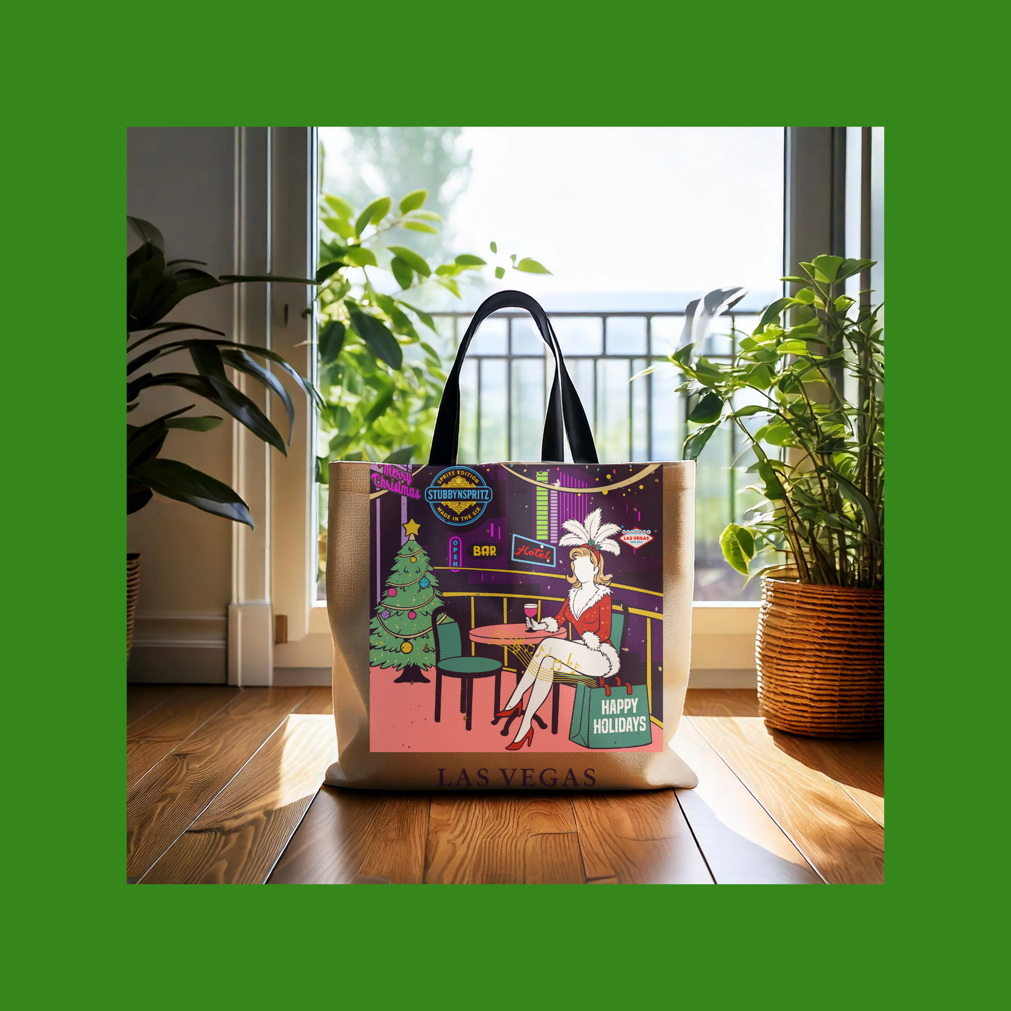 Las Vegas Showgirl Tote Bag: Polyester Holiday Party Gift