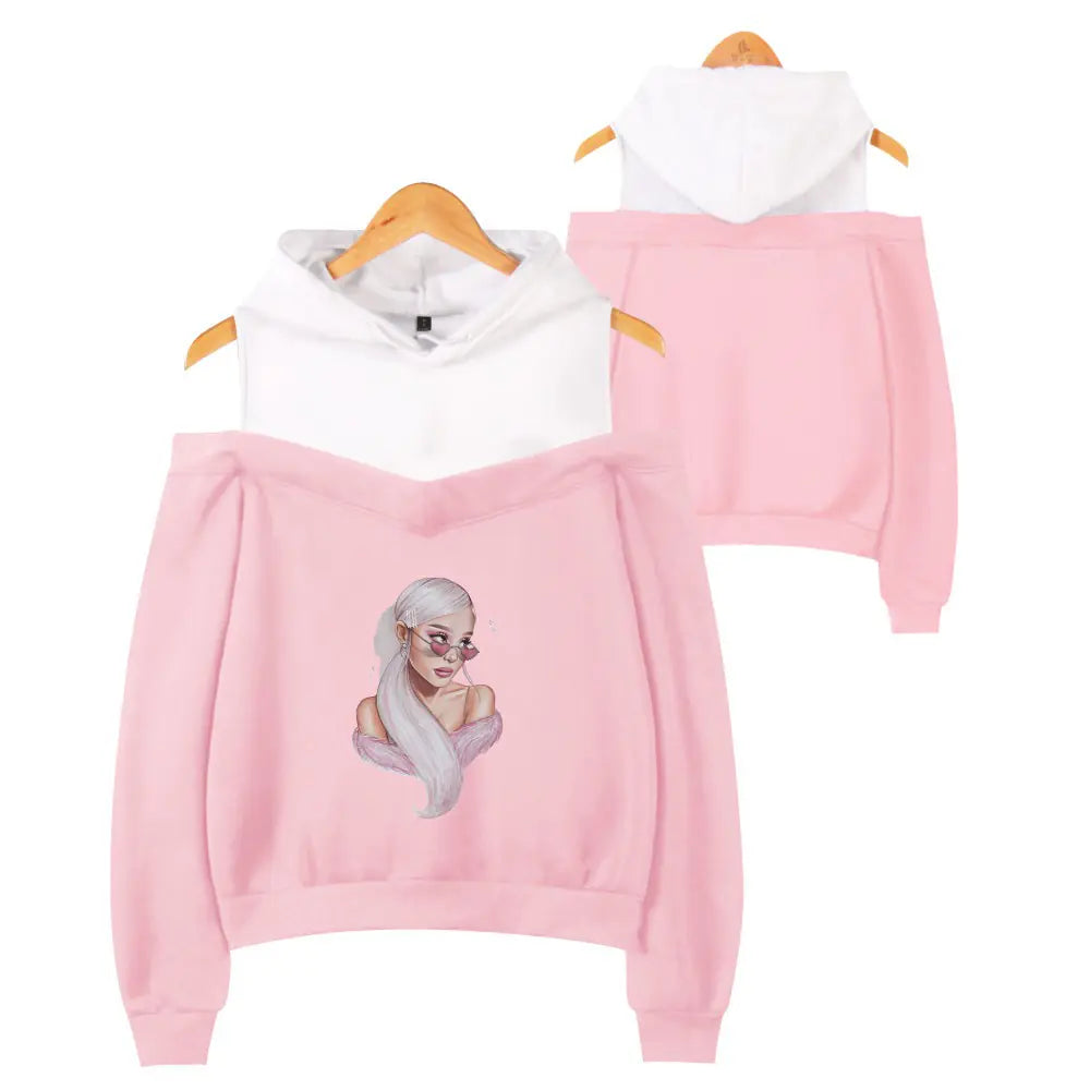 Ariana Grande Style Women's Off-Shoulder Hoodie