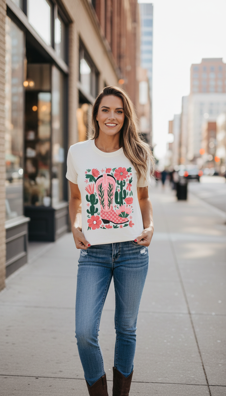 White Leather Western Boots Flower Print Heritage Collection Limited Edition For Women