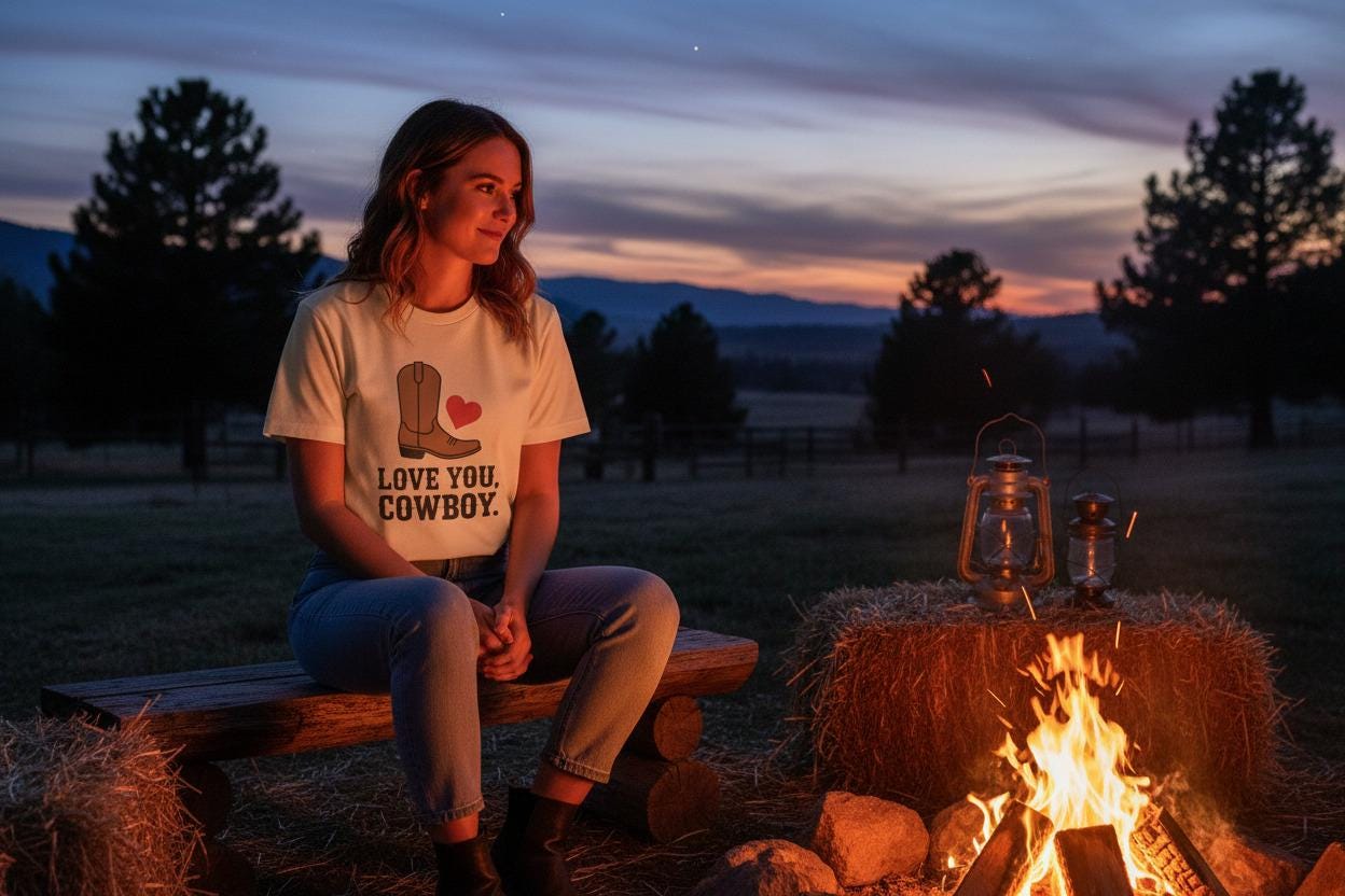 Country Love Cowboy Heart Tee Premium Cotton Collection Oversized Limited Edition Relaxed Fit