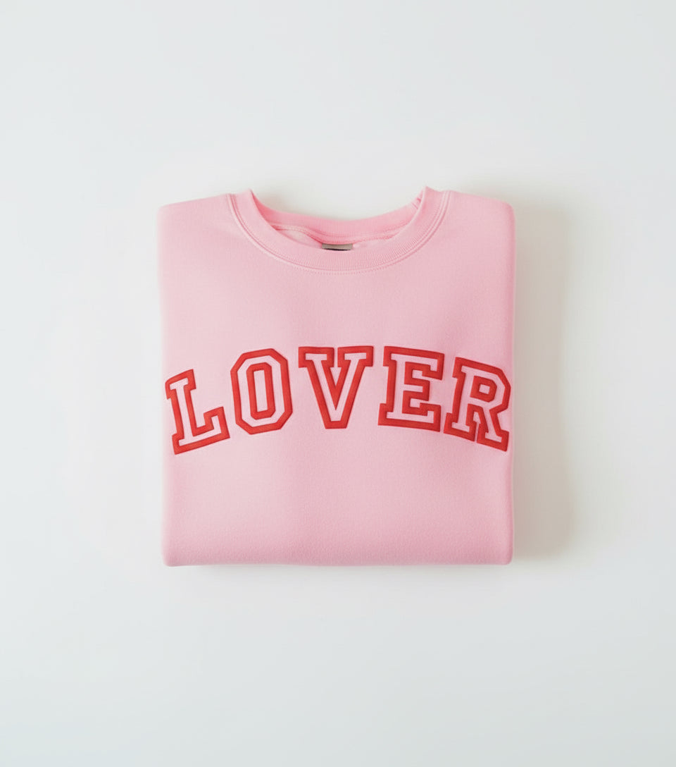 Lover Puff Print Pink Drop Shoulder Pullover From The Lover Collection Limited Edition