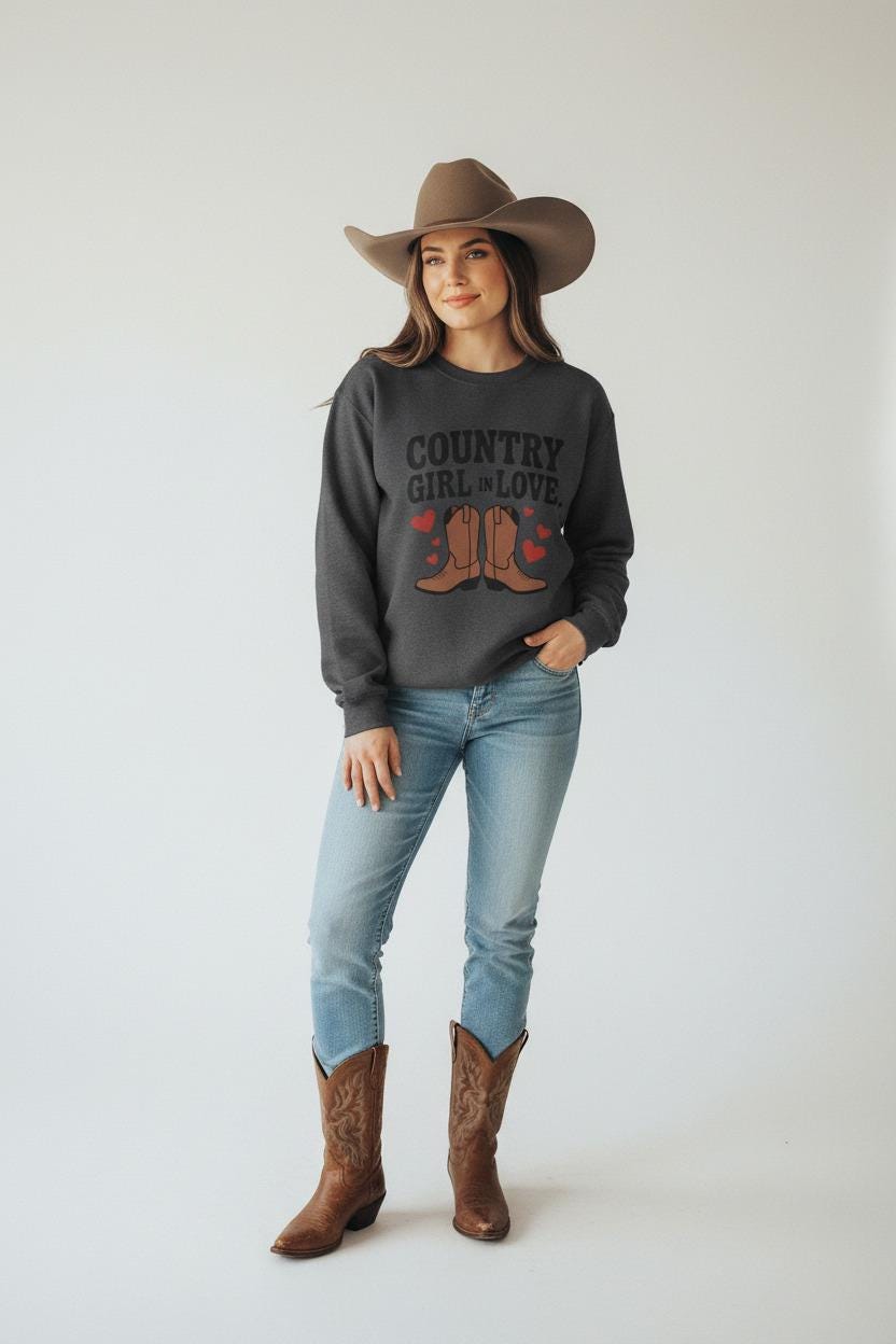Country Girl In Love Sweatshirt Collection Soft Fleece Romantic Heart Design Limited Edition