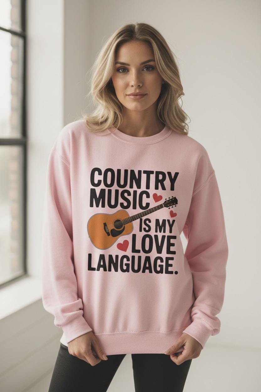 Country Music Script Love Language Crewneck Sweatshirt Vintage Script Collection Limited Edition