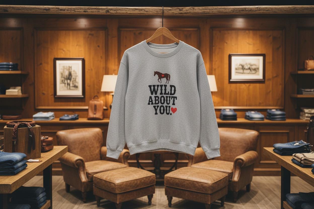 Wild About You Country Western Sweatshirt Cotton Poly Blend Rodeo Collection Limited Release