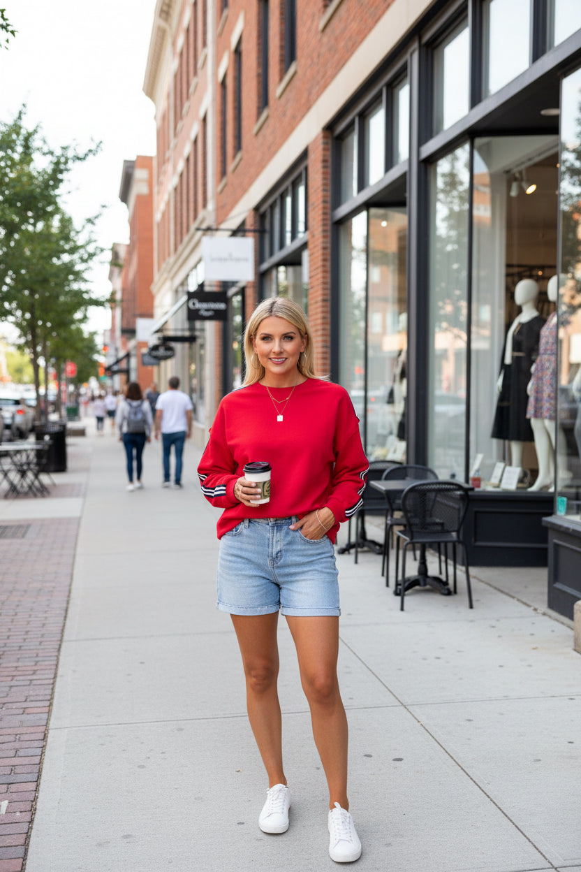 Fiery Red Varsity Sweatshirt Premium Knit Limited