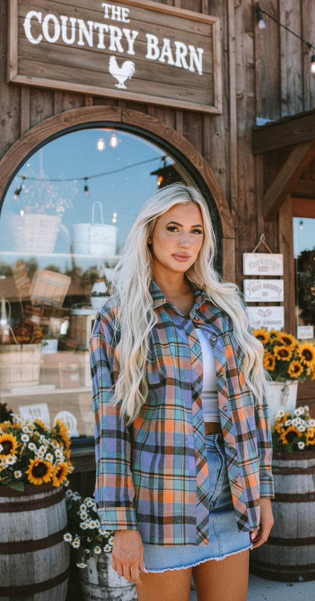 Vintage Orange Plaid Loose Fit Shirt Heritage Collection Timeless Craft Piece Limited Edition