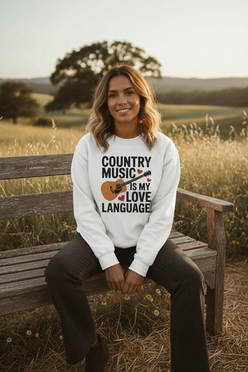 Country Music Script Love Language Crewneck Sweatshirt Vintage Script Collection Limited Edition