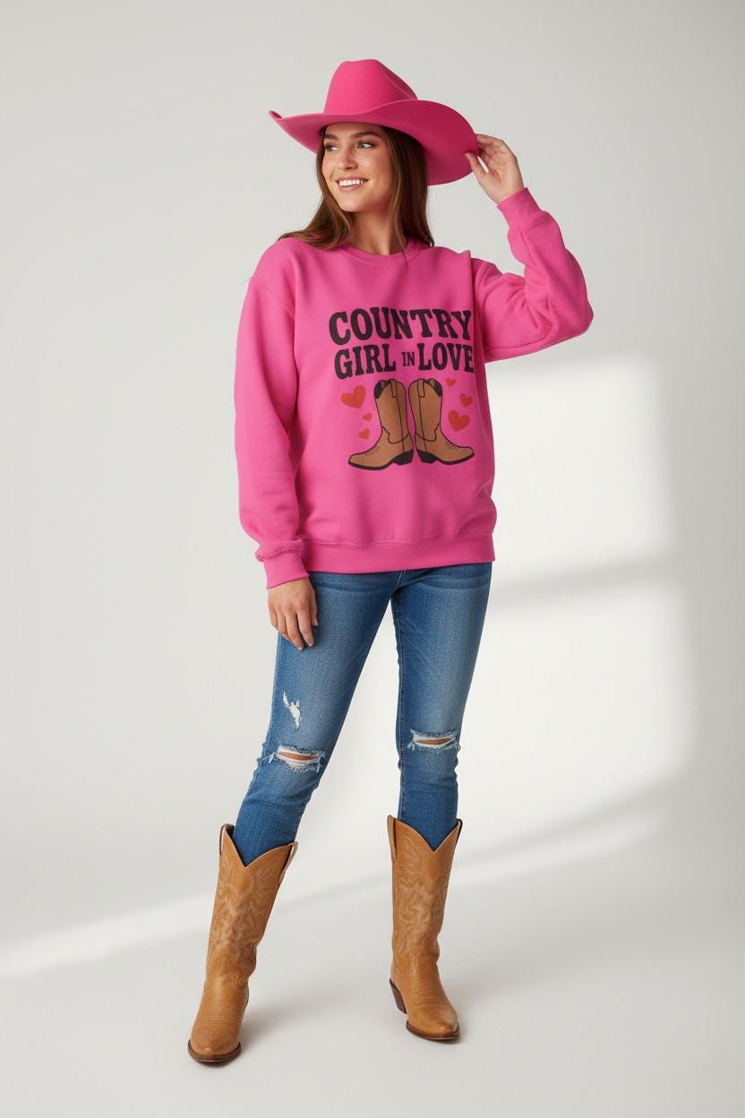 Country Girl In Love Sweatshirt Collection Soft Fleece Romantic Heart Design Limited Edition