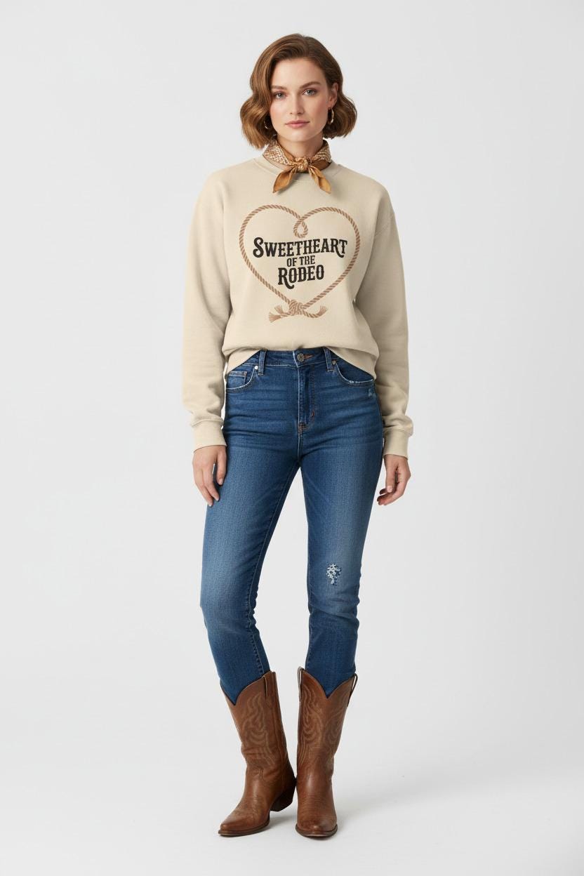 Sweetheart Of The Rodeo Sweatshirt Vintage Cowgirl Script Collection Limited Edition