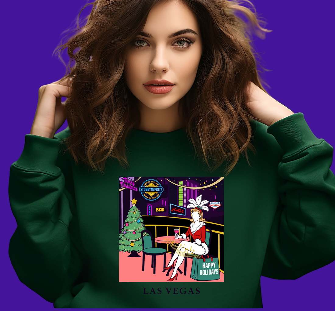 Las Vegas Showgirl Heavy Blend Crewneck Sweatshirt Retro Holiday Collection Limited Edition