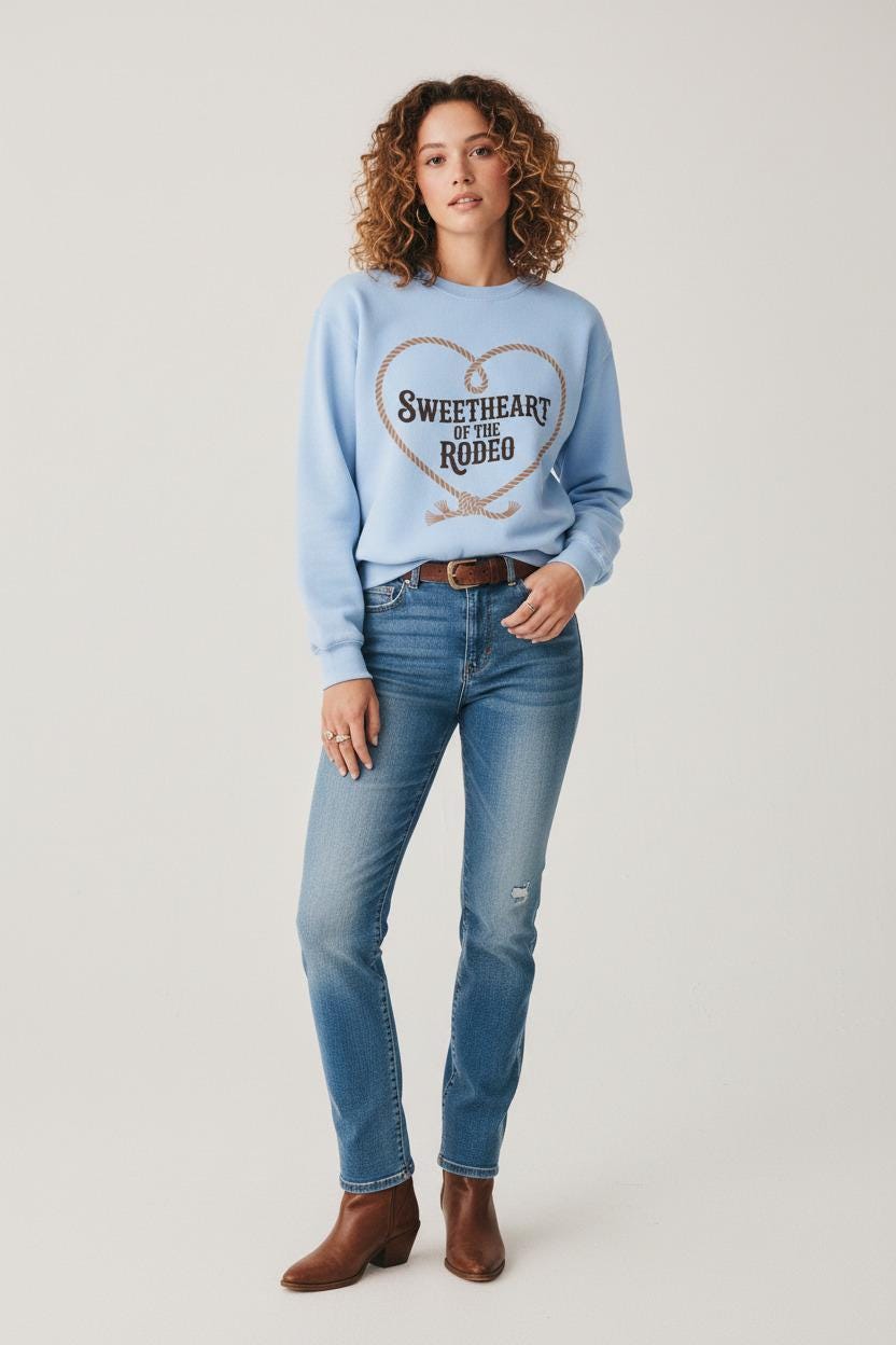 Sweetheart Of The Rodeo Sweatshirt Vintage Cowgirl Script Collection Limited Edition