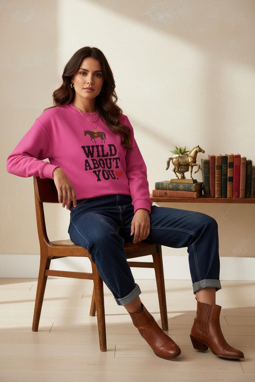 Wild About You Country Western Sweatshirt Cotton Poly Blend Rodeo Collection Limited Release