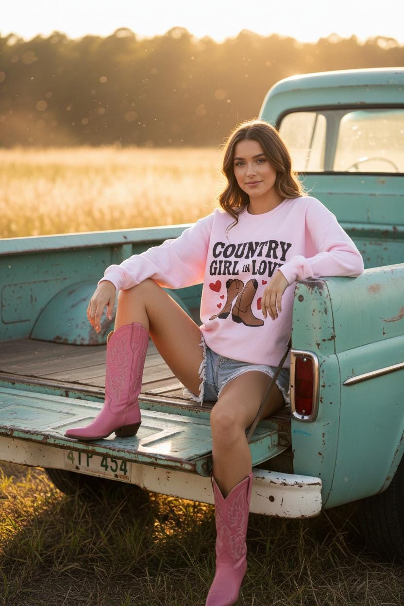 Country Girl In Love Sweatshirt Collection Soft Fleece Romantic Heart Design Limited Edition