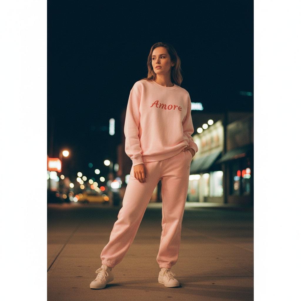 Embroidered Italian Love Phrase Sweatshirt From Retro Romance Collection Handcrafted Details Limited Edition