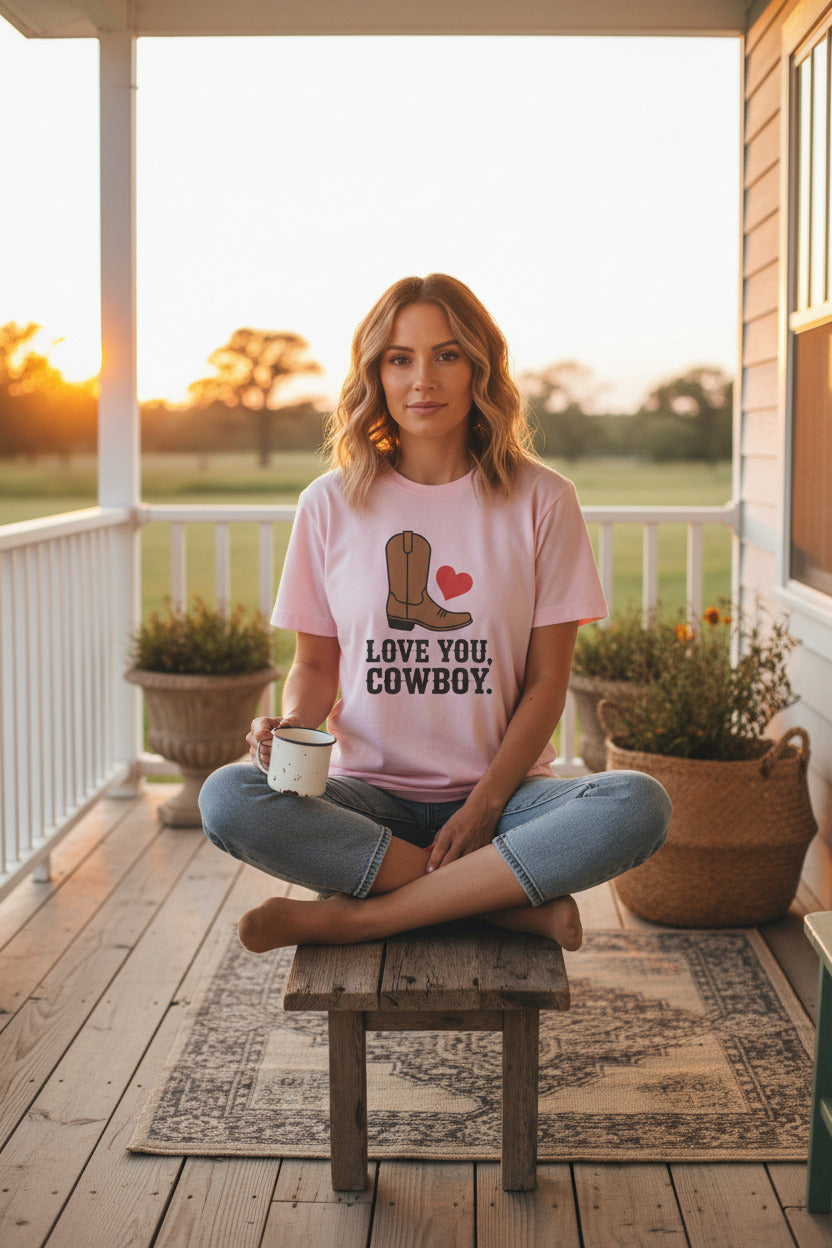 Country Love Cowboy Heart Tee Premium Cotton Collection Oversized Limited Edition Relaxed Fit