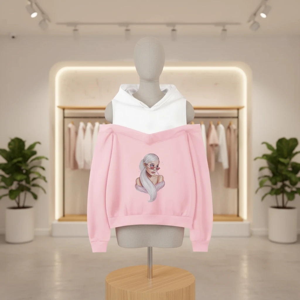 Ariana Grande Style Women's Off-Shoulder Hoodie