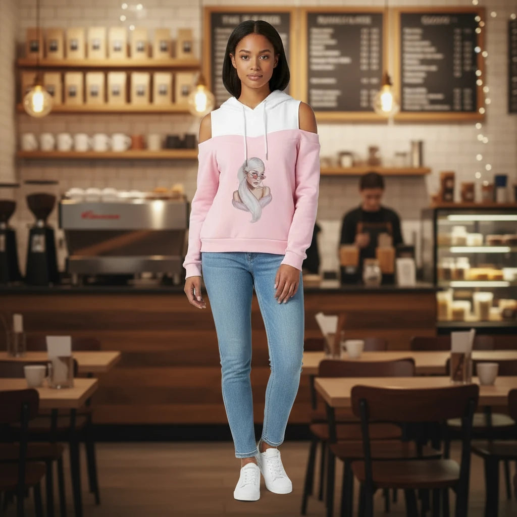 Ariana Grande Style Women's Off-Shoulder Hoodie