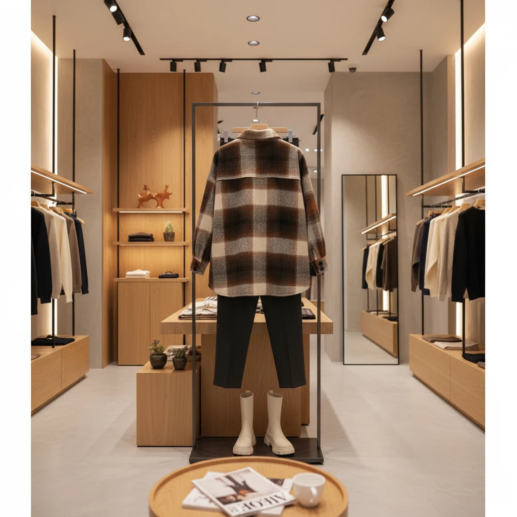 Slim Fit Plaid Shirt Jacket