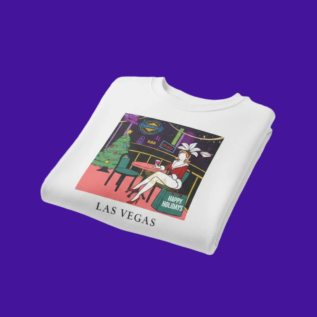 Las Vegas Showgirl Heavy Blend Crewneck Sweatshirt Retro Holiday Collection Limited Edition