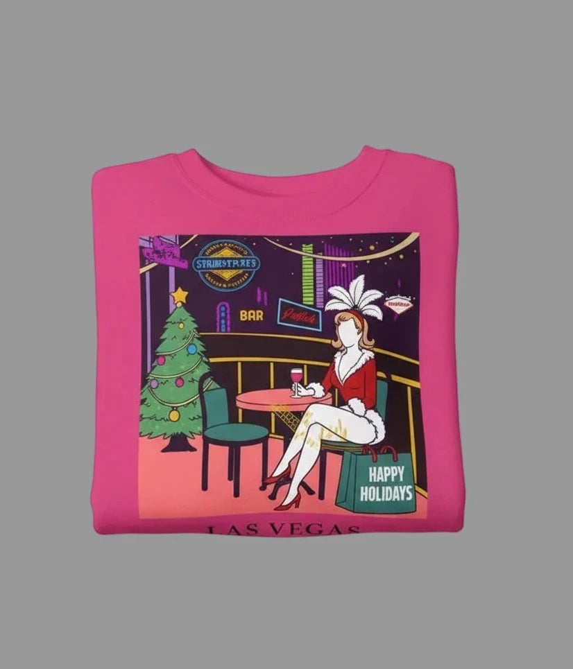 Las Vegas Showgirl Heavy Blend Crewneck Sweatshirt Retro Holiday Collection Limited Edition
