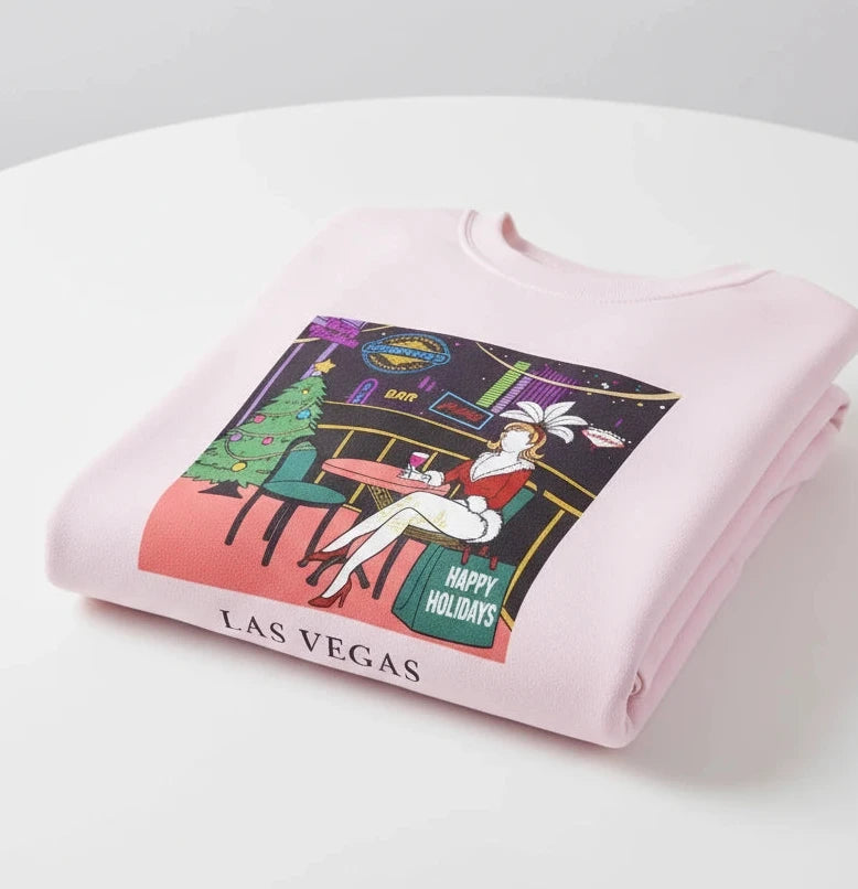 Las Vegas Showgirl Heavy Blend Crewneck Sweatshirt Retro Holiday Collection Limited Edition