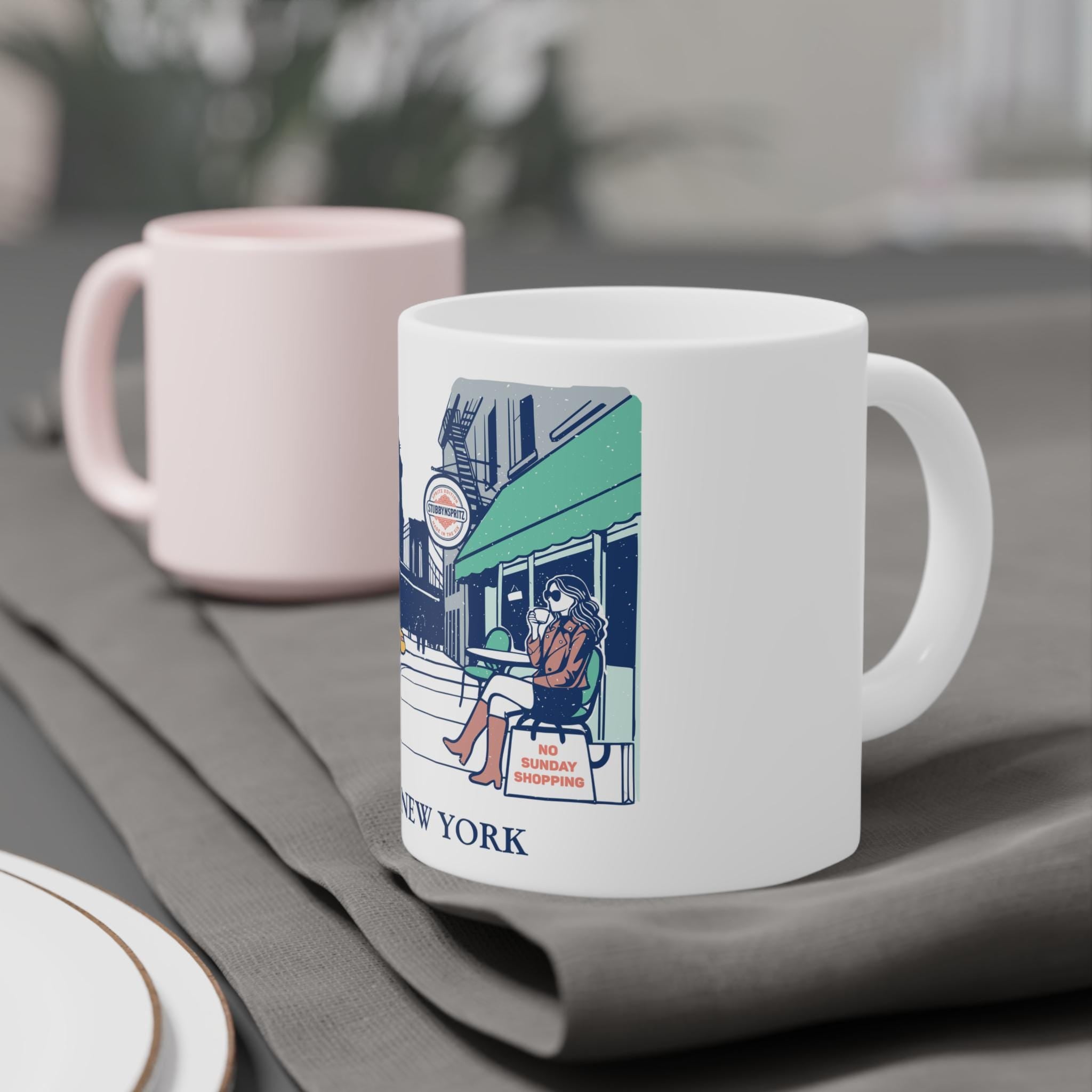 NYC Cafe Ceramic Mug: New York City Souvenir Gift