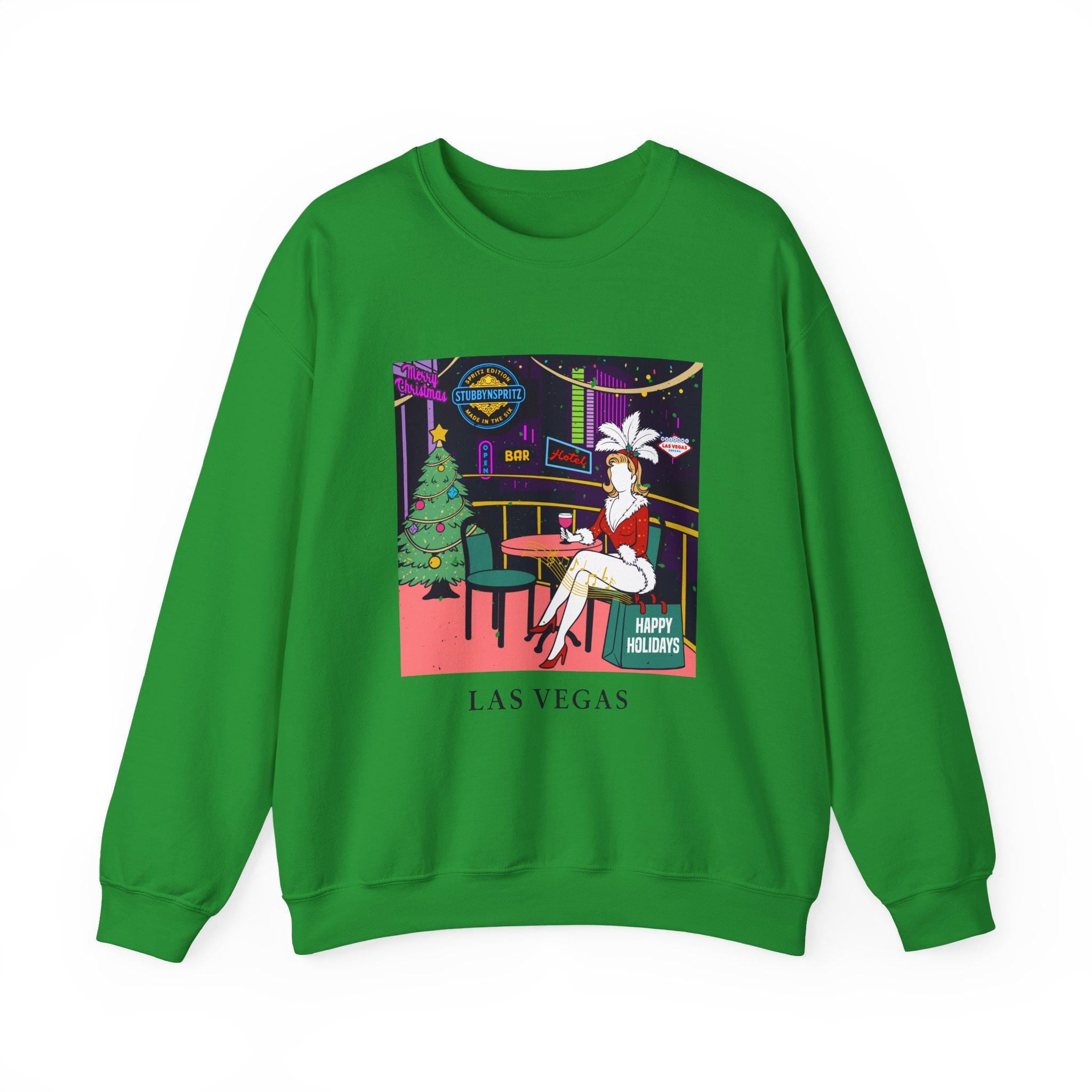Las Vegas Showgirl Christmas Sweatshirt: Retro Holiday Crewneck