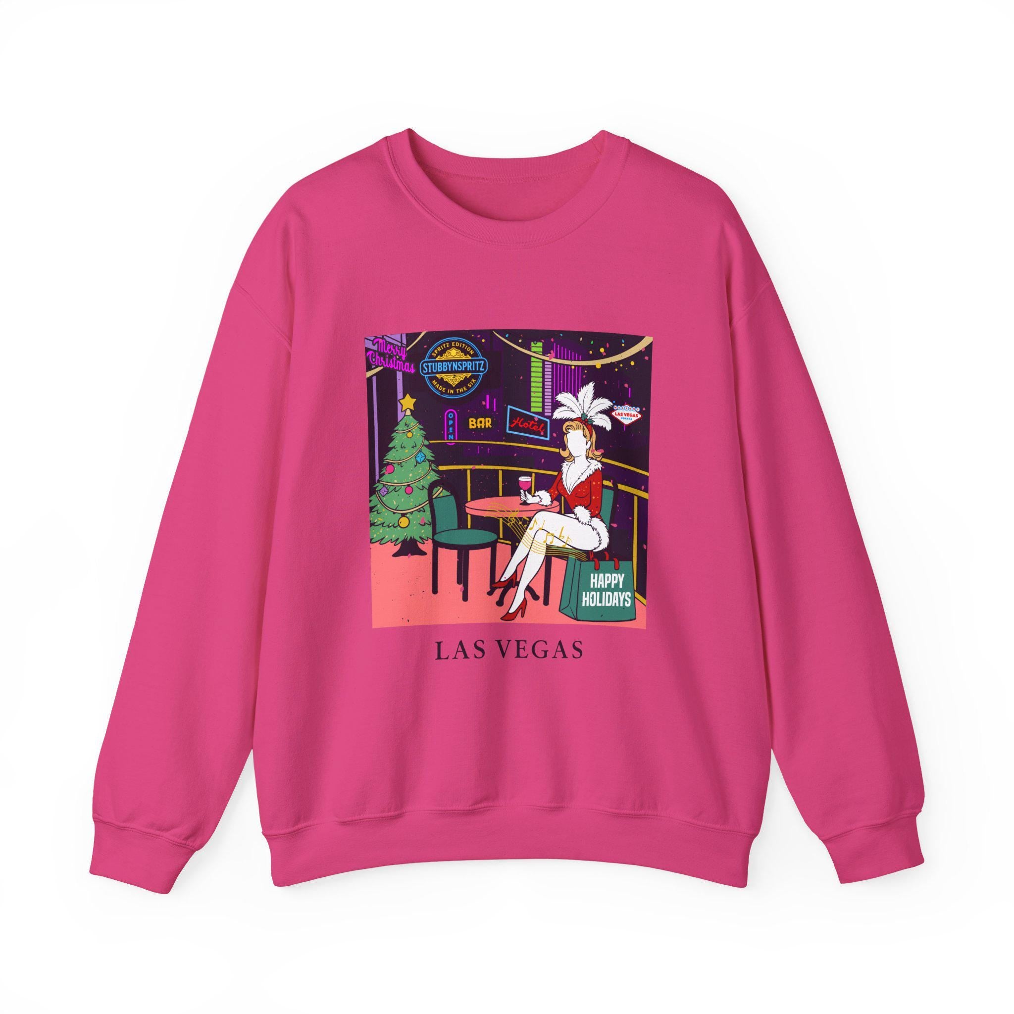 Las Vegas Showgirl Christmas Sweatshirt: Retro Holiday Crewneck
