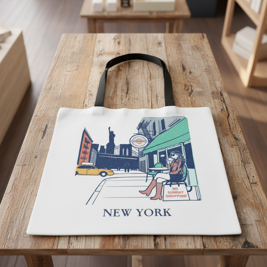 NYC Cityscape Tote Bag: Polyester All-Over Print