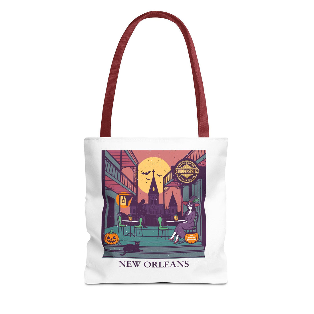 New Orleans Tote Bag: French Quarter Witch Scene Reusable Shopping Bag