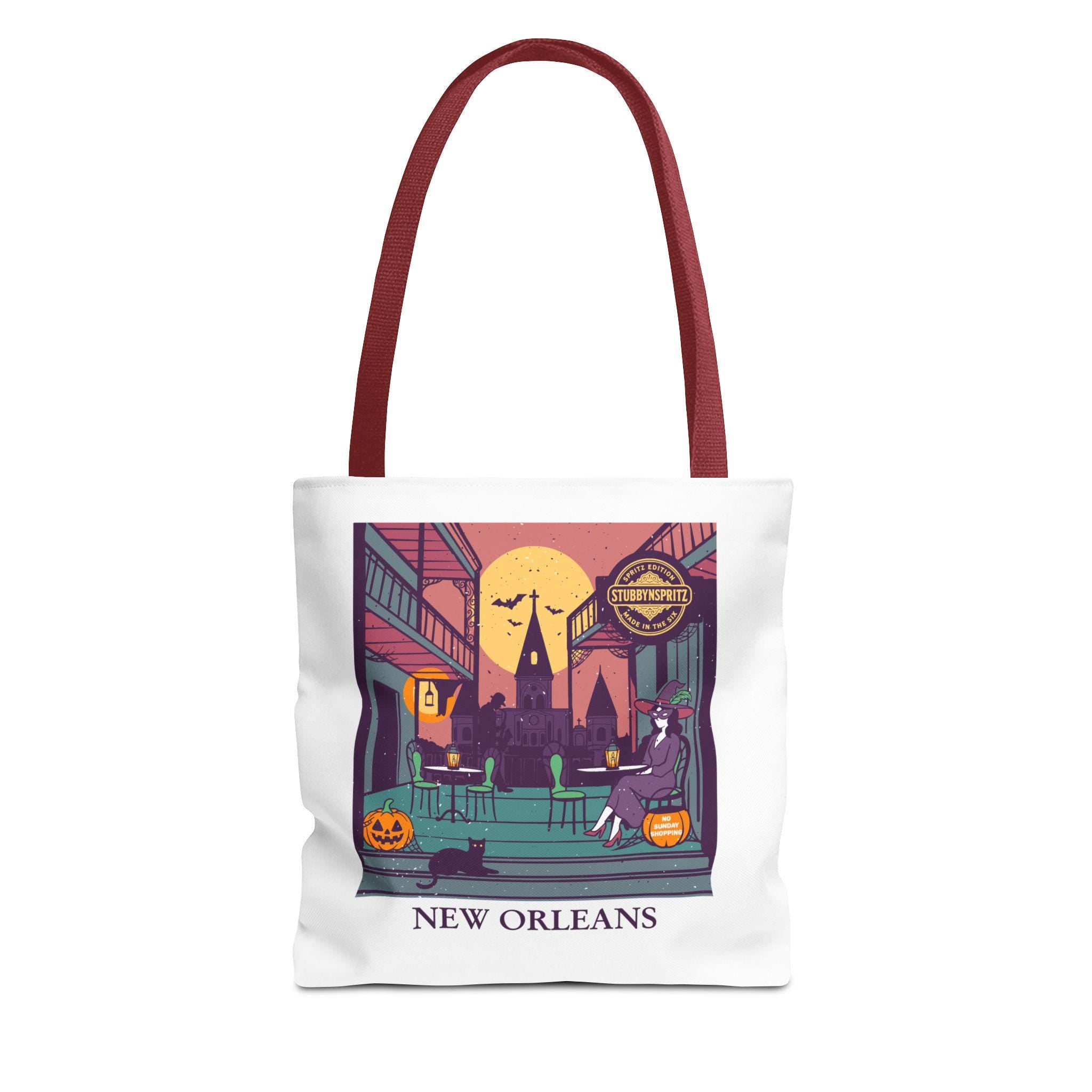 New Orleans Tote Bag: French Quarter Witch Scene Reusable Shopping Bag