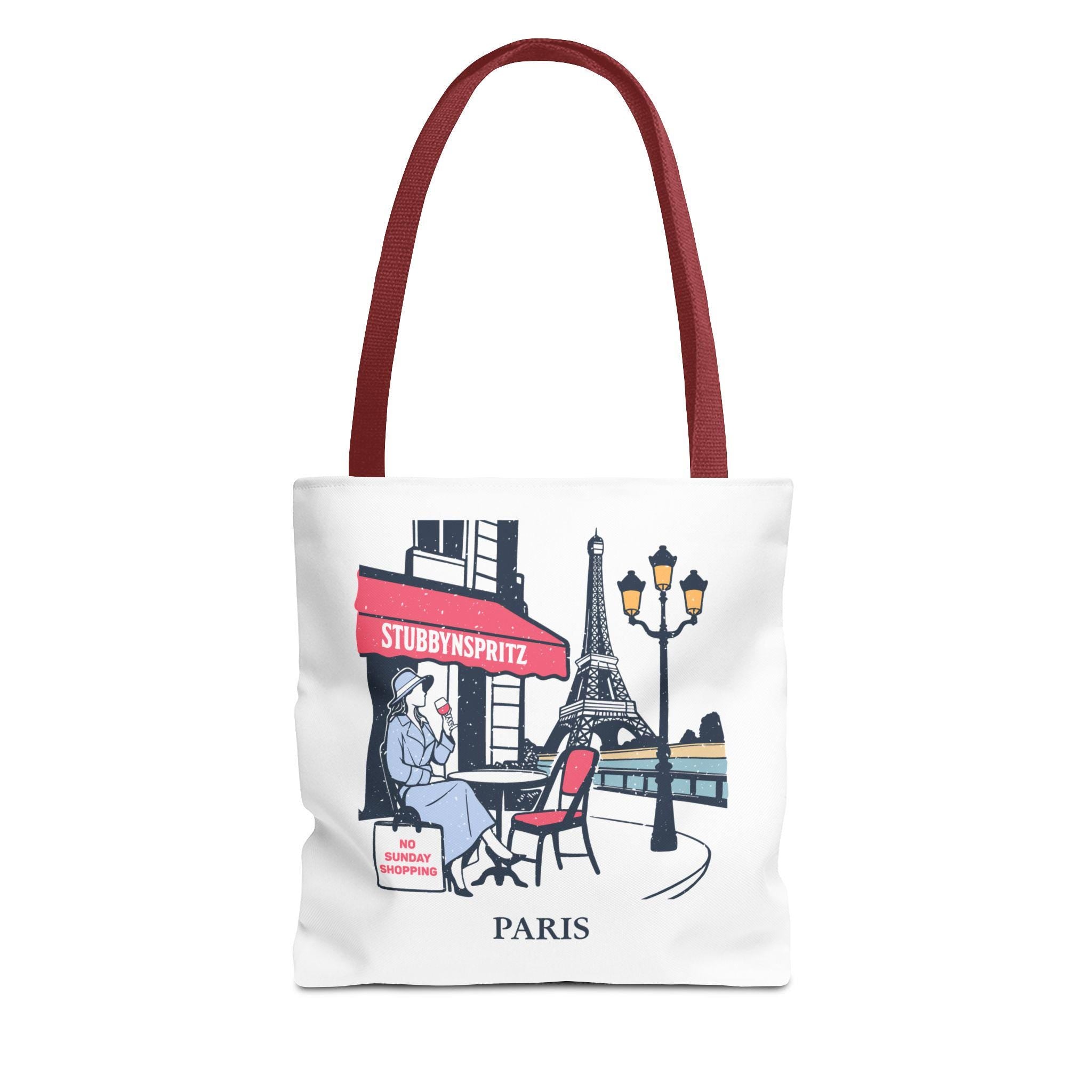 Paris Cafe Polyester Tote Bag: Eiffel Tower Travel Bag