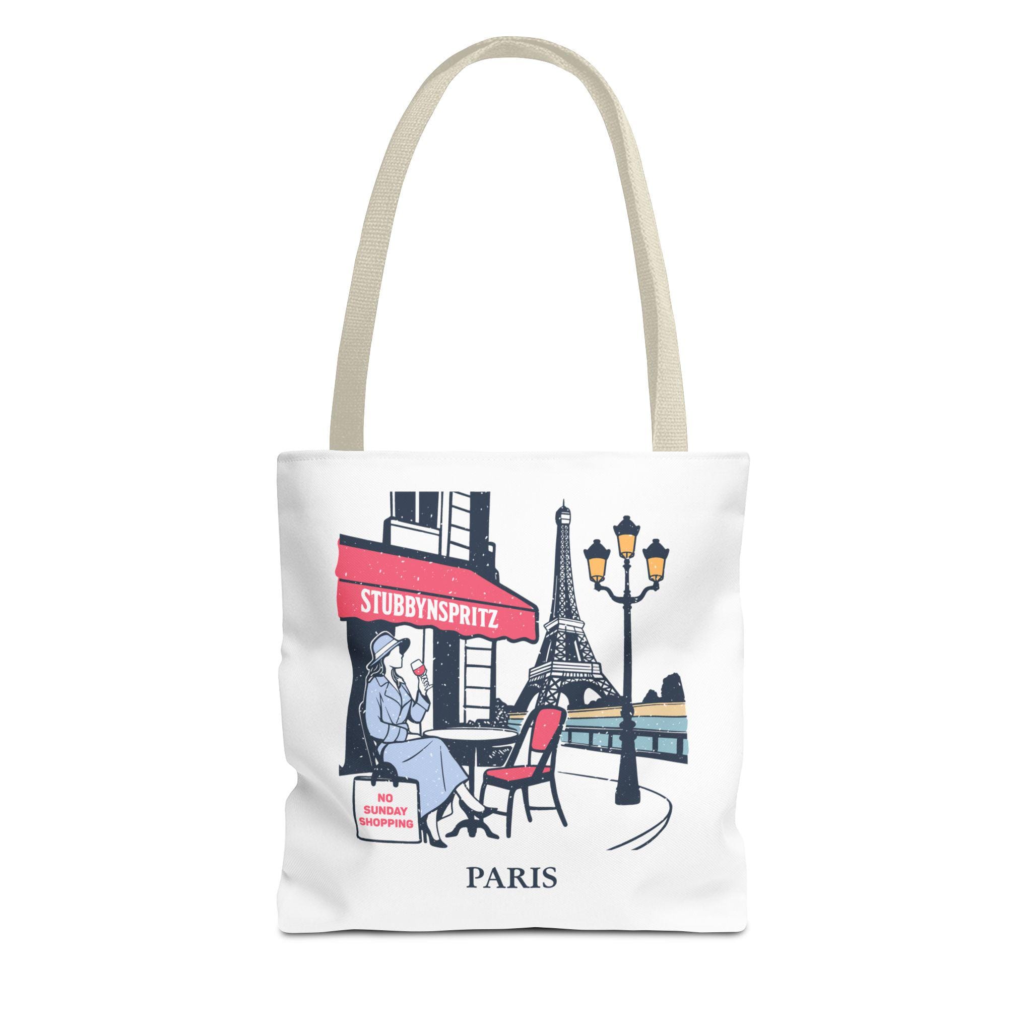 Paris Cafe Polyester Tote Bag: Eiffel Tower Travel Bag