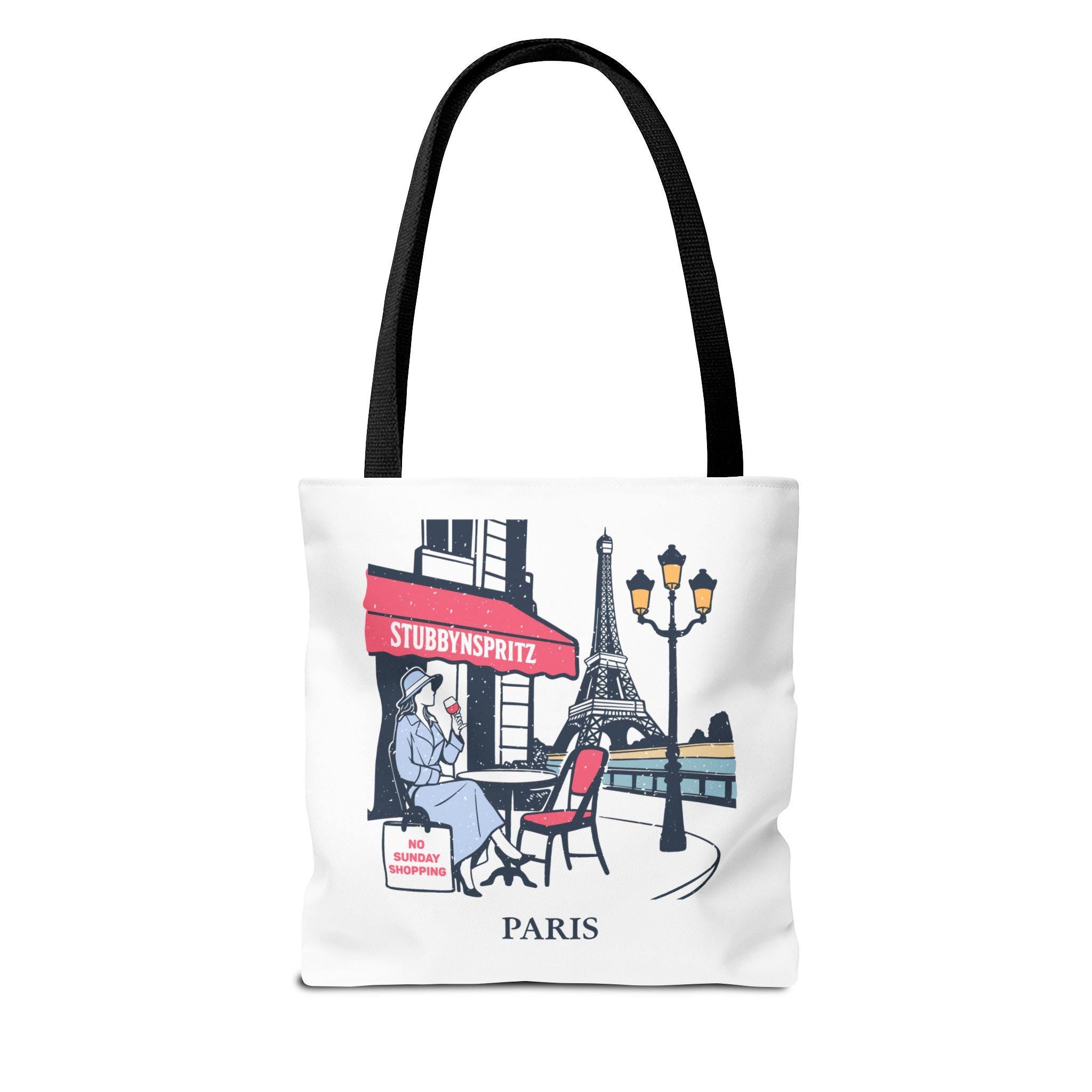 Paris Cafe Polyester Tote Bag: Eiffel Tower Travel Bag