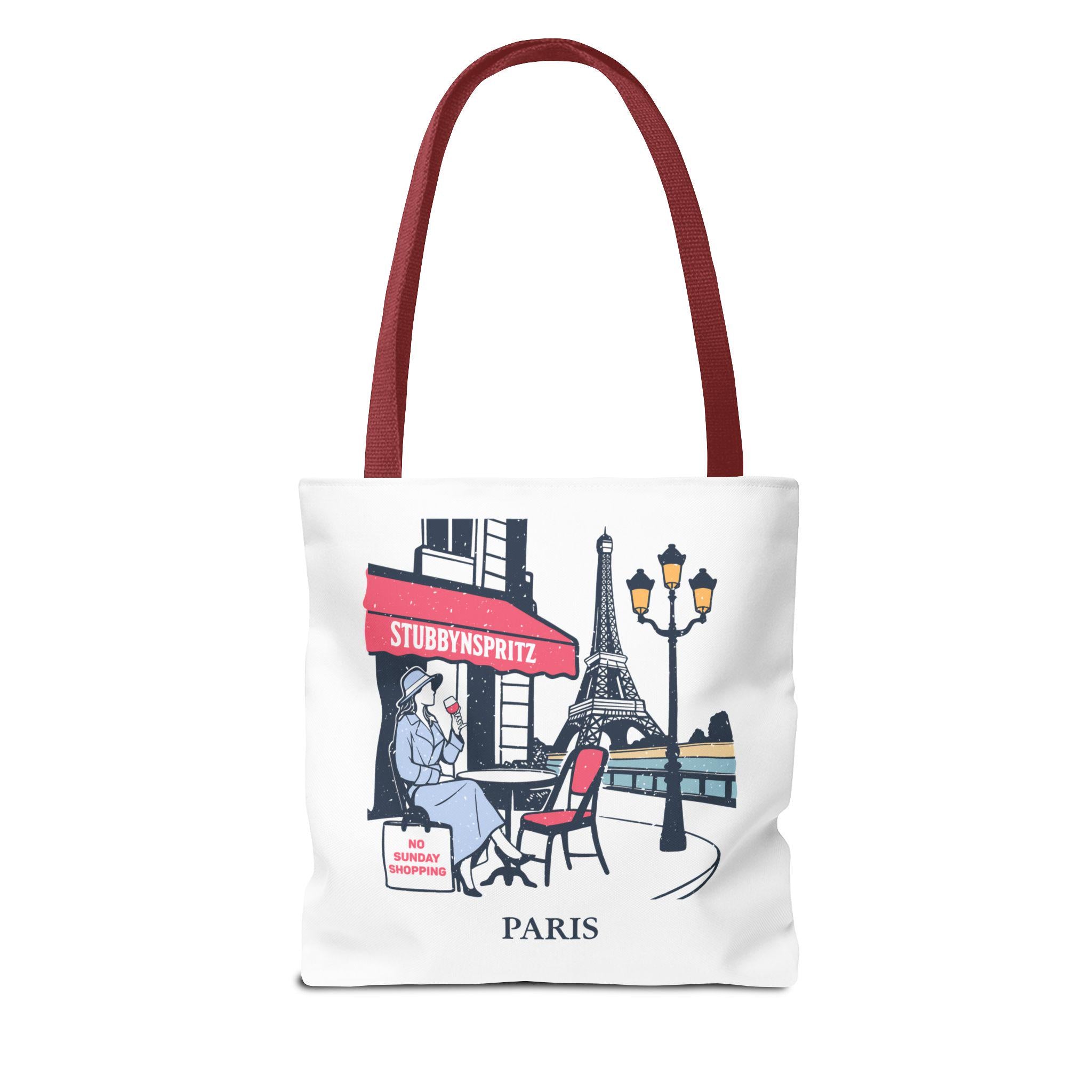 Paris Cafe Polyester Tote Bag: Eiffel Tower Travel Bag