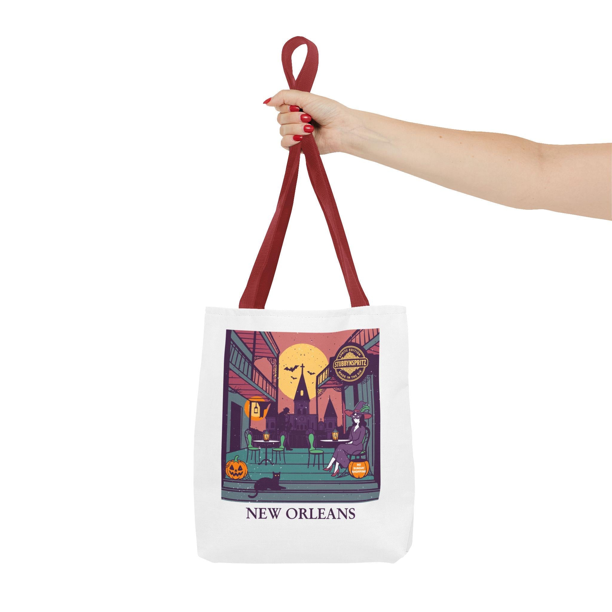 New Orleans Tote Bag: French Quarter Witch Scene Reusable Shopping Bag