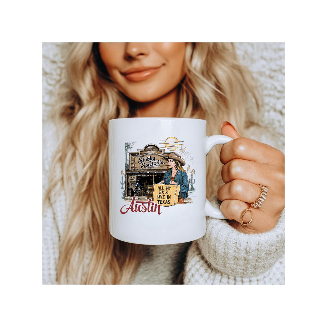 Texas Ceramic Coffee Mug: Country Music Gift, Western Decor