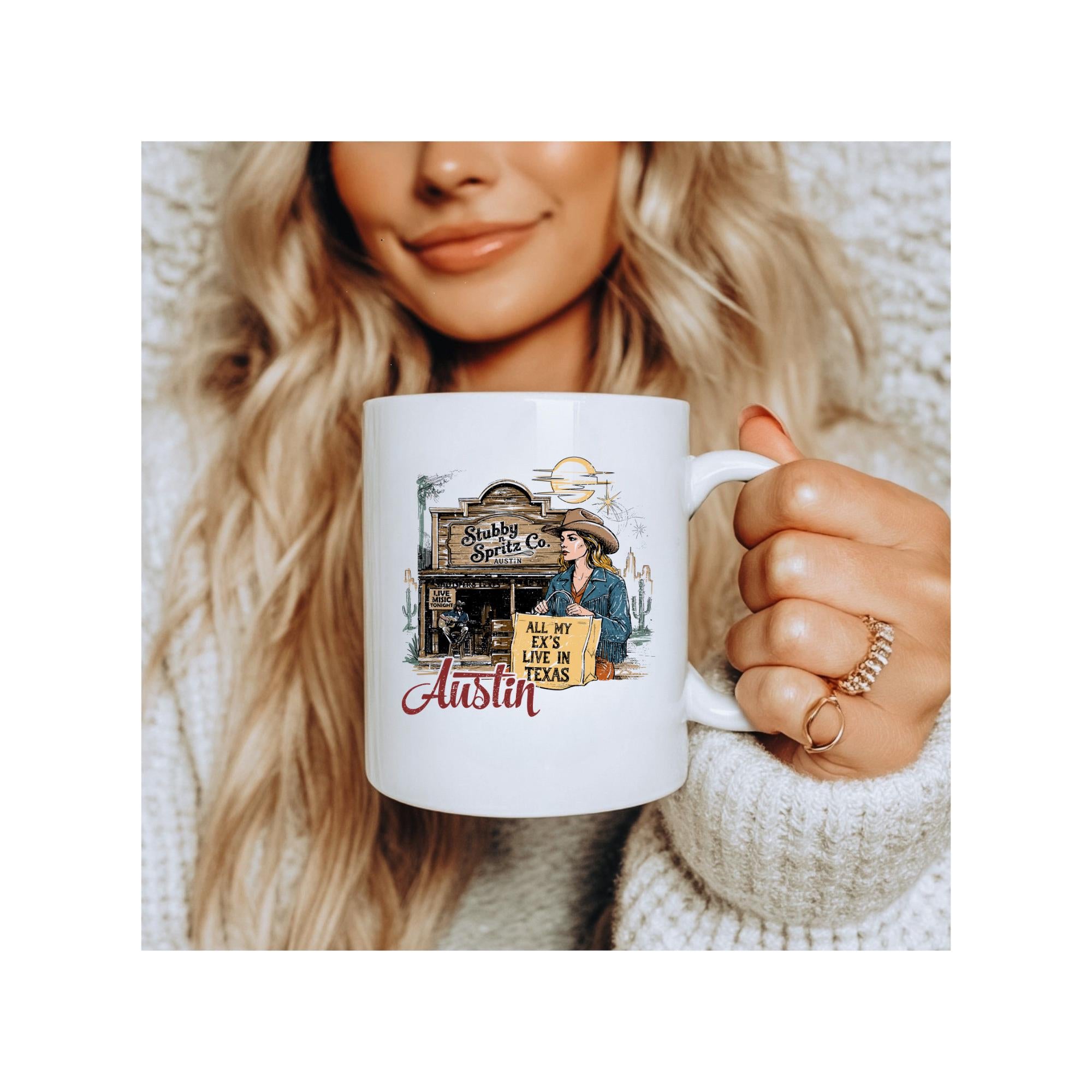 Texas Ceramic Coffee Mug: Country Music Gift, Western Decor