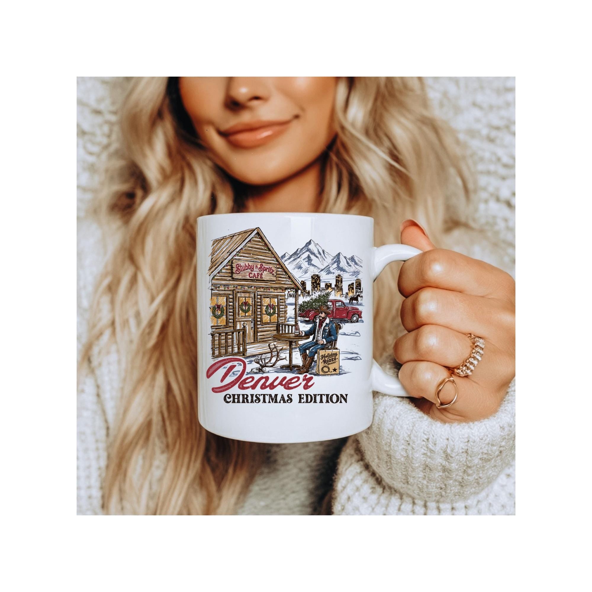 Denver Christmas Cafe Mug: Retro Ski Design Travel Mug