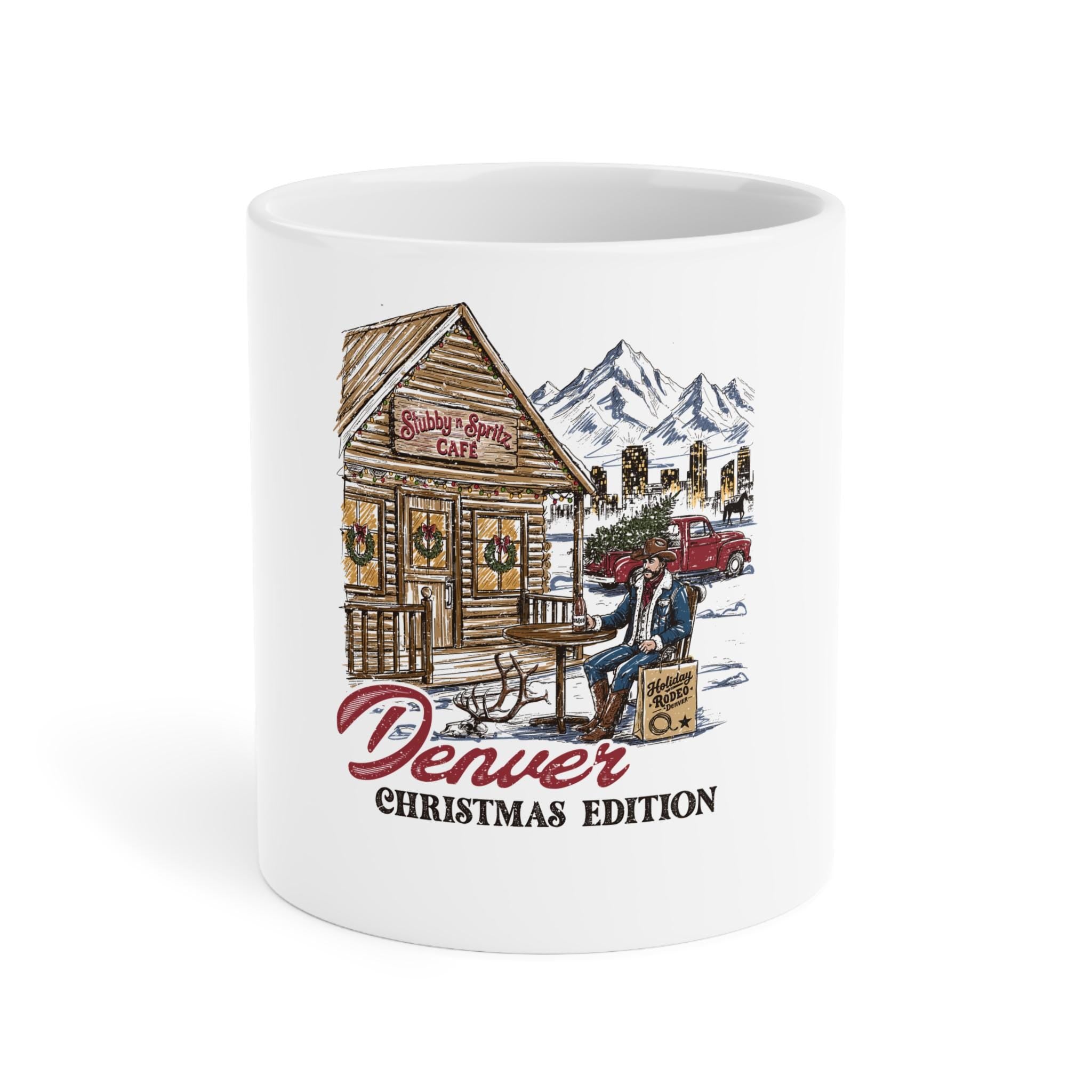 Denver Christmas Cafe Mug: Retro Ski Design Travel Mug
