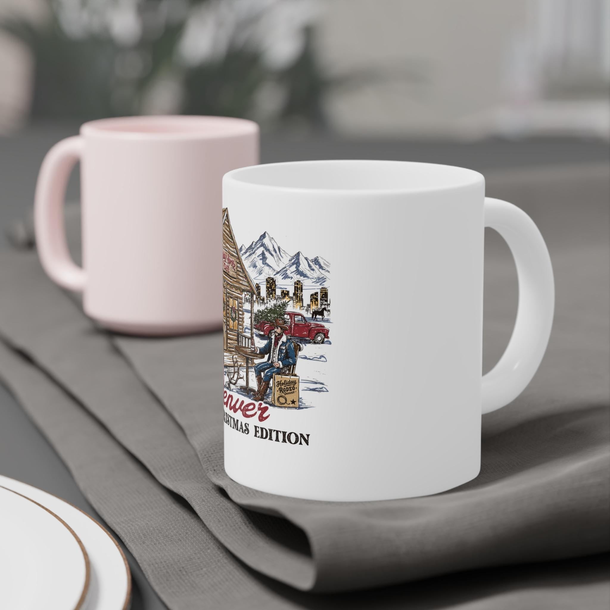 Denver Christmas Cafe Mug: Retro Ski Design Travel Mug